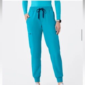Figs Teal Uman Relaxed Jogger Scrub Pants Size Small Petite